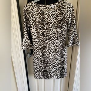 Safari print dress. New! Never worn! Ruffled sleeve at end.